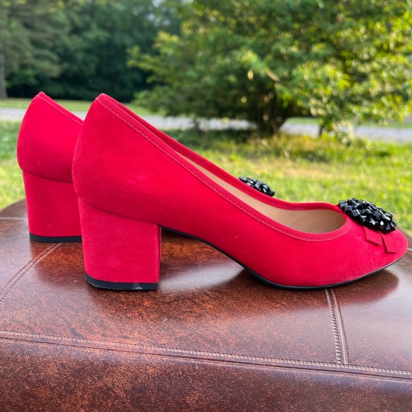 Talbots Red Heels with Black beads Size 8 - Picture 6 of 9